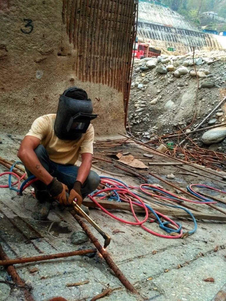 Middle Bhotekoshi Hydropower gas welding cutting