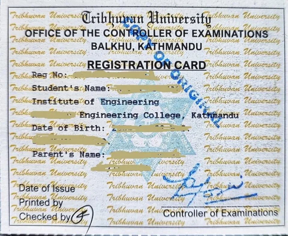 Registration card nec engineering licence in nepal 1